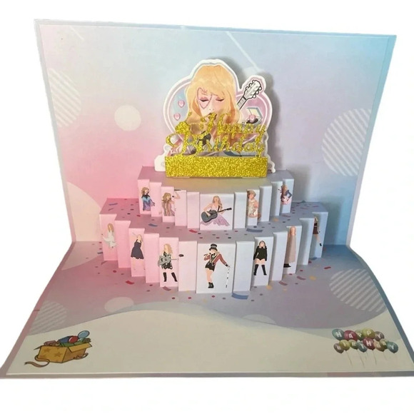Taylor Swift Happy Birthday Card Swiftie Gift Eras Tour Pop Up 2 Card Set - Picture 1 of 7